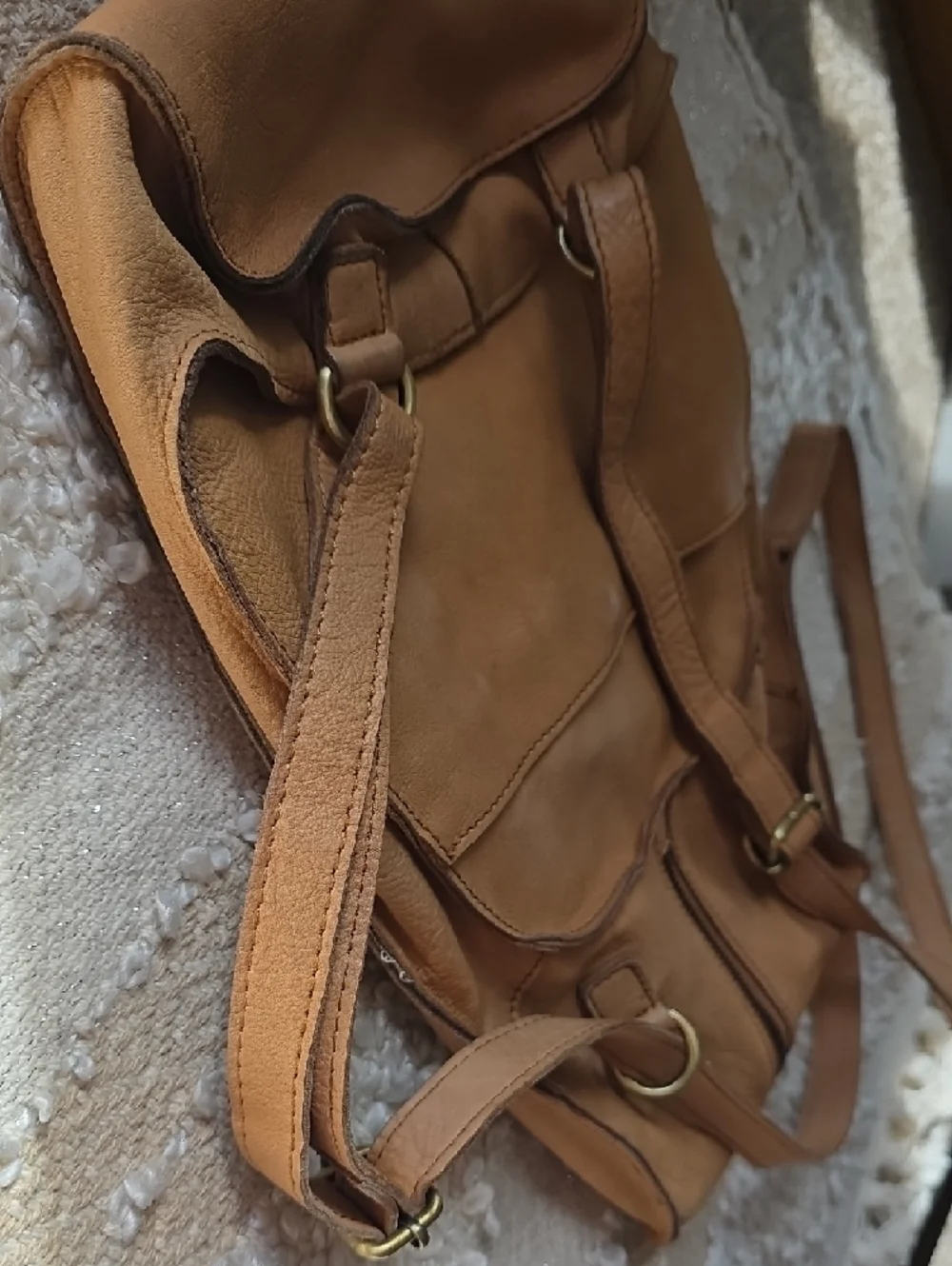 Cut N' Paste Los Angeles Tan Leather Backpack Crossbody Shoulder